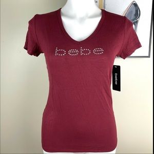 Bebe Ribbed V-Neck Tee - NWT
